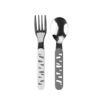 BabyOno lusikas hall+kahvel valge komplekt