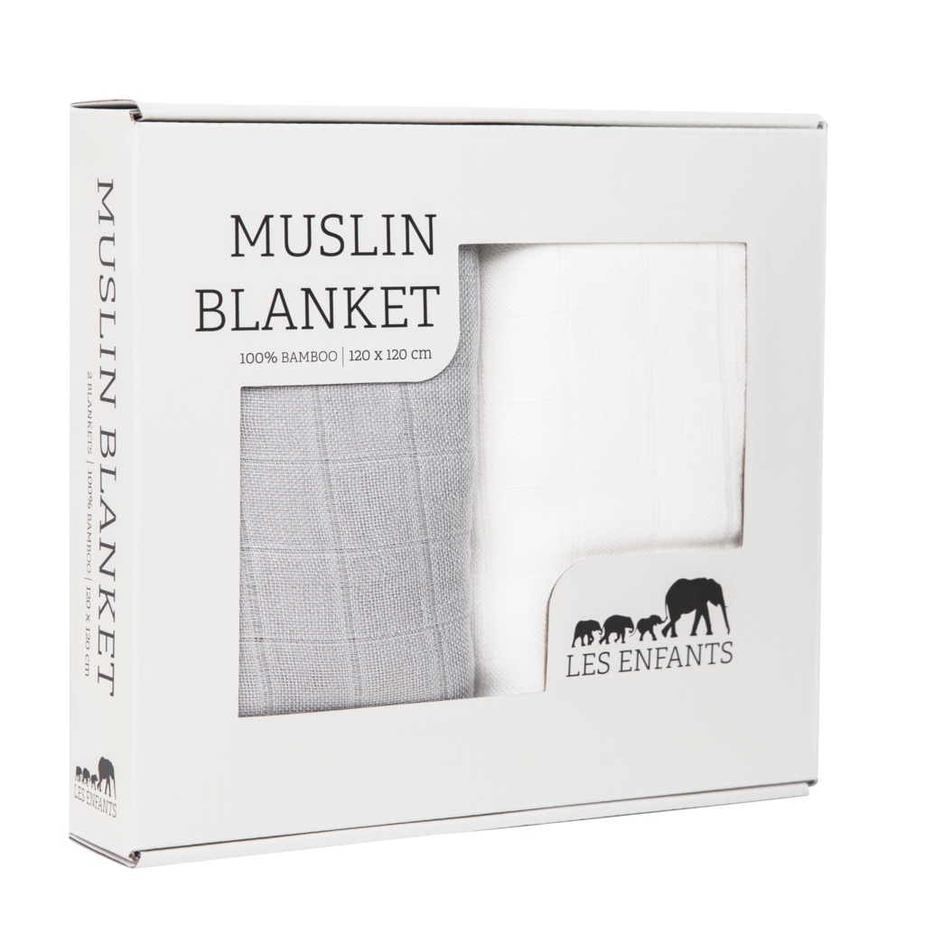 Les Enfants tekk musliinist hall-valge 120x120cm