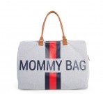 Childhome beebitarvete kott suur Mommy Bag Grey Stripes punane/sinine