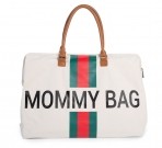 Childhome beebitarvete kott suur Mommy Bag White Stripes roheline/punane