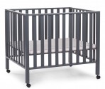 Childhome ratastel puidust võrevoodi Playpen 94 antratsiit 75x95 cm