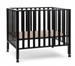Childhome ratastel puidust võrevoodi Playpen 94 must 75x95 cm