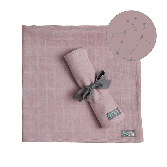 Vinter&Bloom musliin kangast tekk Northern Lights Stella Pink 68 x 68 cm